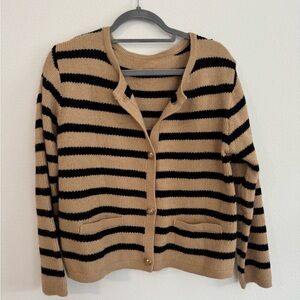 Striped thick cardigan with gold buttons